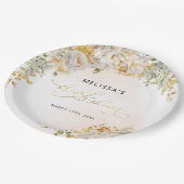 Elegantes Brautparty Wasserfarben Blush Pappteller (Schrägansicht)