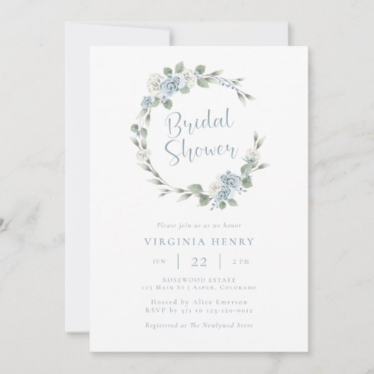 Elegantes Brautparty Wasserfarben Einladung (Vorderseite)