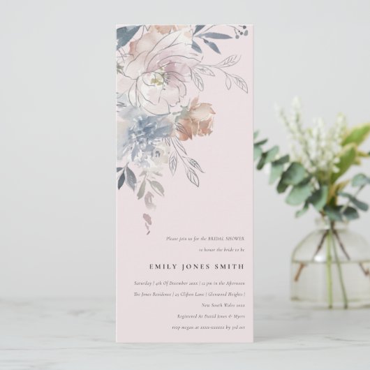 Elegantes Brautparty Wasserfarben Einladung (Stehend Vorderseite)