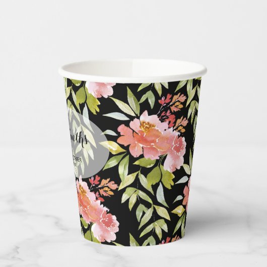 Elegantes Brautparty Wasserfarben Pappbecher (Links)