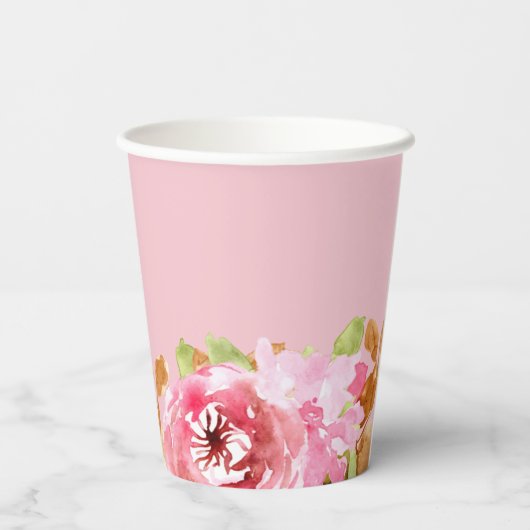 Elegantes Brautparty Wasserfarben Pappbecher (Rückseite)