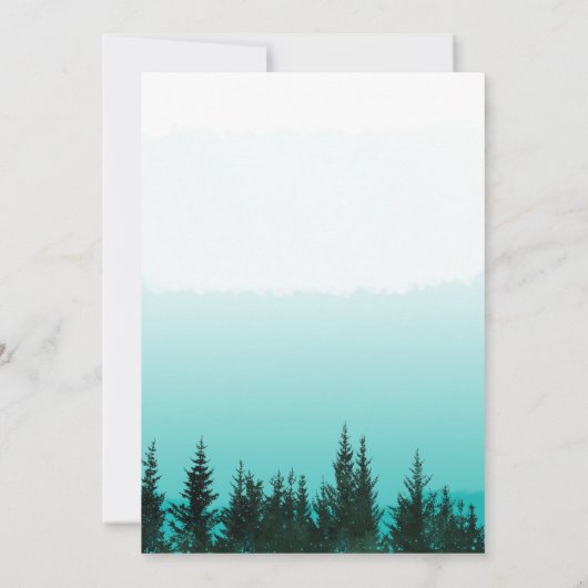 Elegantes Brautparty Wasserfarbenwald Pine Trees Einladung (Rückseite)