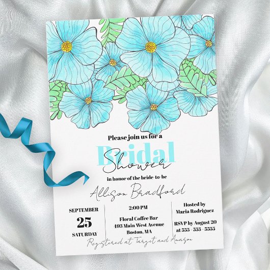 Elegantes Brautparty Watercolor Aqua Einladung