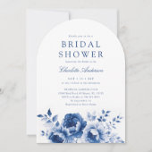 Elegantes Brautparty Watercolor Blue Flowers Einladung (Vorderseite)