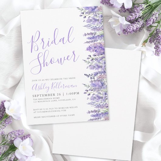 Elegantes Brautparty Watercolor Lavendel Einladung