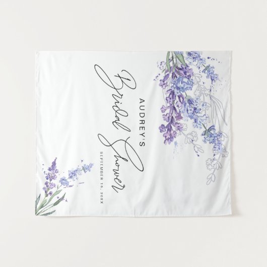 Elegantes Brautparty Watercolor Lavendel Wandteppich (Vorderseite (Horizontal))