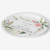 Elegantes Brautparty Watercolor Rosa Rosa Blush Pappteller (Schrägansicht)