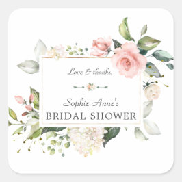 Elegantes Brautparty Watercolor Rosa Rosa Blush Quadratischer Aufkleber