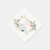 Elegantes Brautparty Watercolor Rosa Rosa Blush Serviette (Ecke)