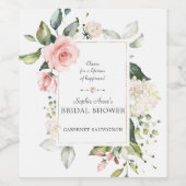 Elegantes Brautparty Watercolor Rosa Rosa Blush Weinetikett (Einzelnes Label)