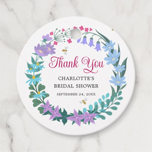 Elegantes Brautparty Wildblumen Garland Geschenkanhänger (Vorderseite)