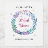 Elegantes Brautparty Wildblumen Garland Weinetikett (Einzelnes Label)