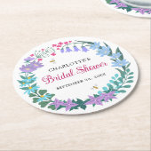 Elegantes Brautparty Wildblumen Garland Wreath Runder Pappuntersetzer (Angewinkelt)