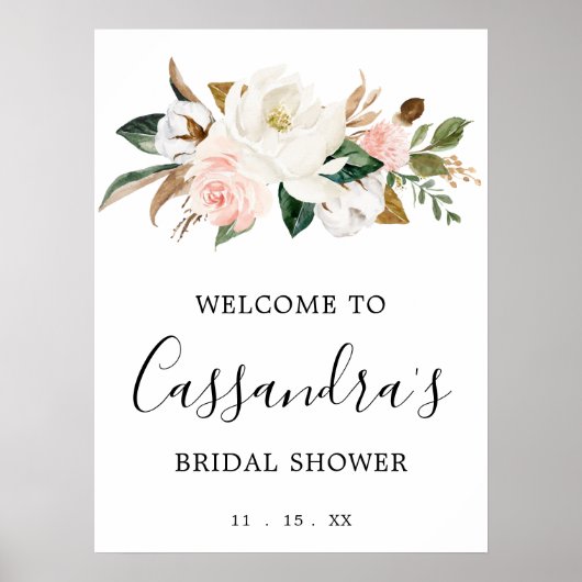 Elegantes Brautparty Willkommenspender, Begrüßungs Poster (Vorne)