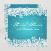 Elegantes Brautparty Winterschneeflocken Blau Einladung (Vorne/Hinten)