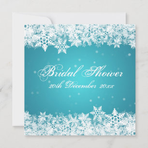 Elegantes Brautparty Winterschneeflocken Blau Einladung