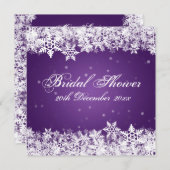 Elegantes Brautparty Winterschneeflocken Lila Einladung (Vorne/Hinten)