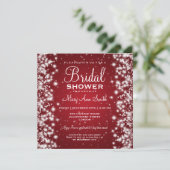 Elegantes Brautparty Wintersportort Rot Einladung (Stehend Vorderseite)