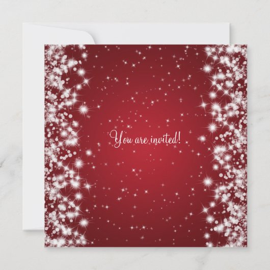 Elegantes Brautparty Wintersportort Rot Einladung (Rückseite)