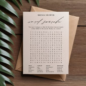 Elegantes Brautparty Word Search Game Card Einladung