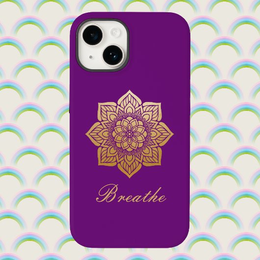 Elegantes Breathe Deep Lila und Gold Mandala Case-Mate iPhone Hülle