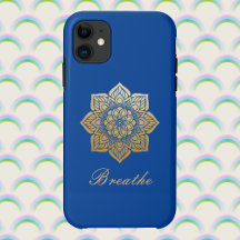 Elegantes Breathe Deep Royal Blue und Gold Mandala