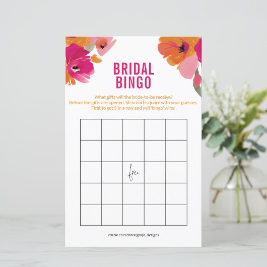 Elegantes Bridal Bingo Cards Brautparty (Stehend Vorderseite)