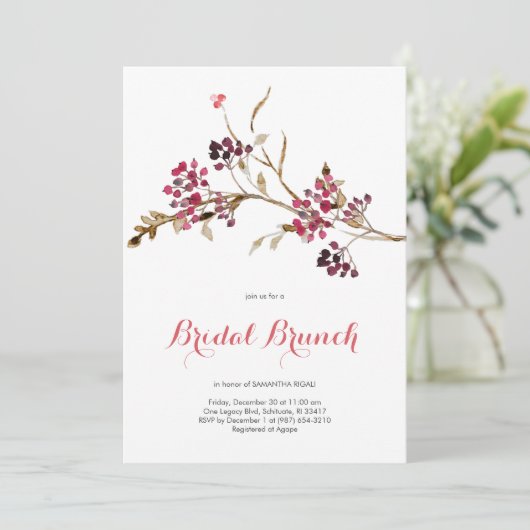 Elegantes Bridal Brunch Weihnachtsfest Party Einladung (Stehend Vorderseite)