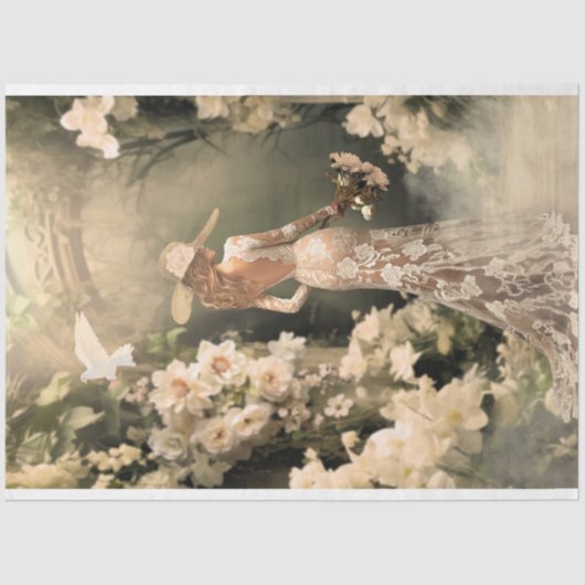 Elegantes Bride Back Factory Arkade Portrait Seidenpapier (Vorderseite)