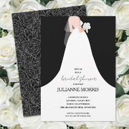 Elegantes Bride Black and White Brautparty Einladung