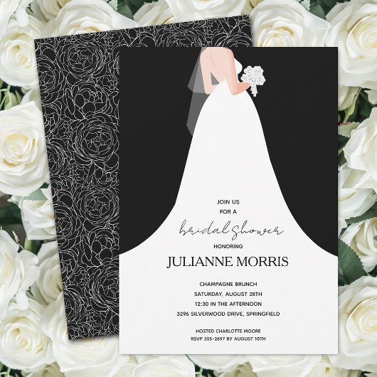 Elegantes Bride Black and White Brautparty Einladung