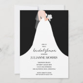 Elegantes Bride Black and White Brautparty Einladung (Vorderseite)