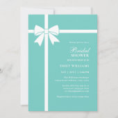 Elegantes Bride & Co Aquamarin Blue Bow Brautparty Einladung (Vorderseite)