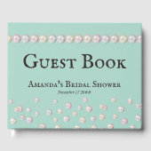 Elegantes Bride & Co Aquamarines Blue Pearl Brautp Gästebuch (Vorderseite)