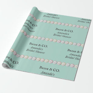 Elegantes Bride & Co Aquamarines Blue Pearl Brautp Geschenkpapier