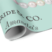 Elegantes Bride & Co Aquamarines Blue Pearl Brautp Geschenkpapier (Rolleneckpunkt)