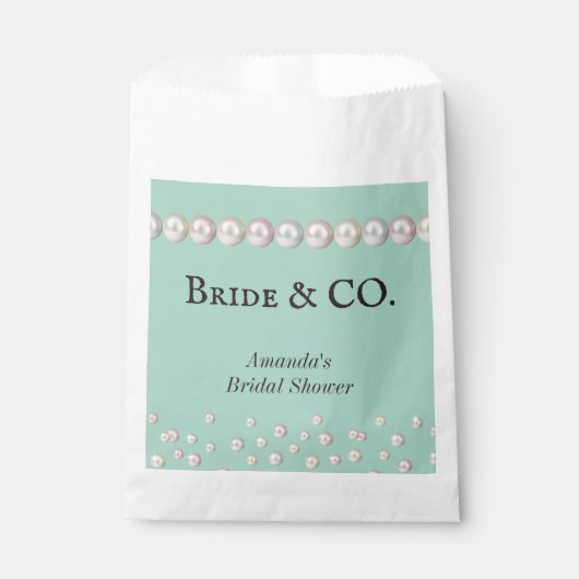 Elegantes Bride & Co Aquamarines Blue Pearl Brautp Geschenktütchen (Vorderseite)