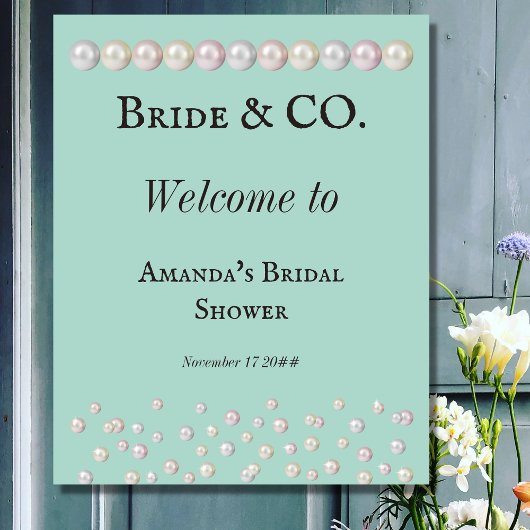 Elegantes Bride & Co Aquamarines Blue Pearl Brautp Poster