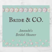 Elegantes Bride & Co Aquamarines Blue Pearl Brautp Schaumweinetikett (Einzelnes Label)