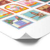 ELEGANTES BRIEFMARKEN-KUNSTPOSTER POSTER (Ecke)
