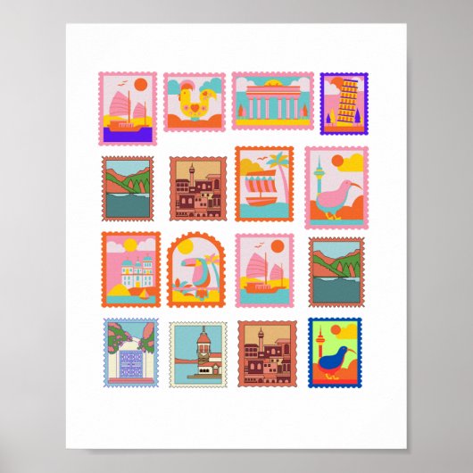 ELEGANTES BRIEFMARKEN-KUNSTPOSTER POSTER (Vorne)