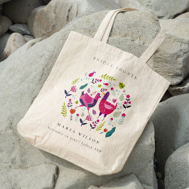 Elegantes Bright Folk Farm Floral Bird Brautparty Tragetasche