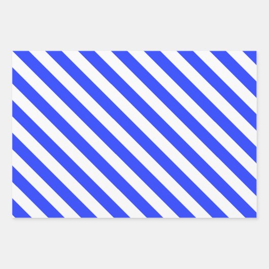 Elegantes Bright Royal Blue Striping Muster Geschenkpapier Set (Vorderseite 3)