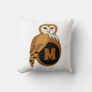 Elegantes Britisches Barn Owl Monogramm Kissen