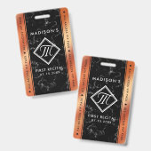 Elegantes Bronze Foil Black Marble VIP Event Ausweis (Front & Back)