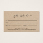 Elegantes Brown Beauty Salon Geschenkgutschein (Rückseite)