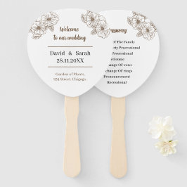 Elegantes Brown Blume Personalisiert Hochzeitsprog Fächer