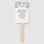 Elegantes Brown Blume Personalisiert Hochzeitsprog Fächer (Rückseite)