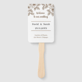 Elegantes Brown Blume Personalisiert Hochzeitsprog Fächer