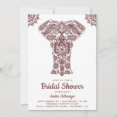 Elegantes Brown Henna Elephant Brautparty Einladun Einladung (Vorderseite)